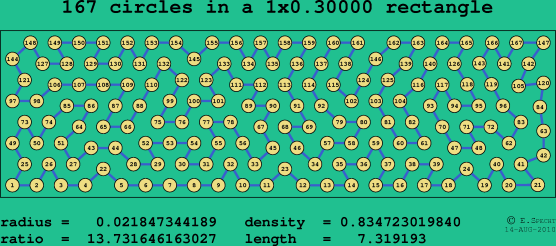 167 circles in a rectangle