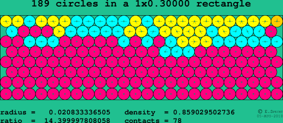 189 circles in a rectangle