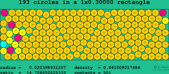 193 circles in a rectangle