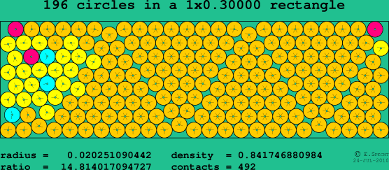196 circles in a rectangle