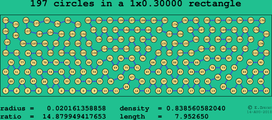 197 circles in a rectangle