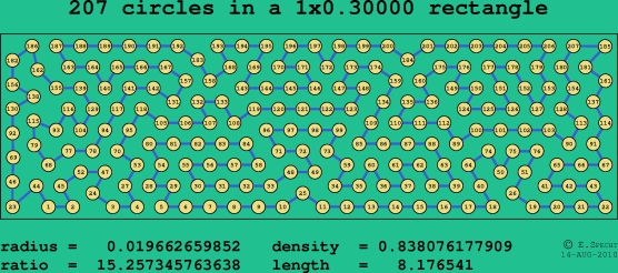 207 circles in a rectangle