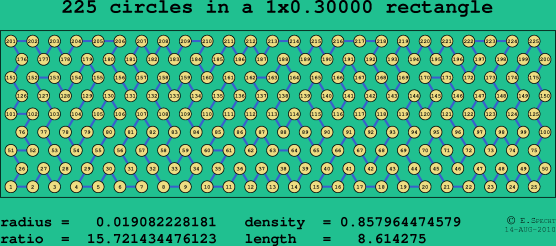 225 circles in a rectangle