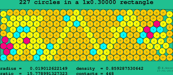 227 circles in a rectangle