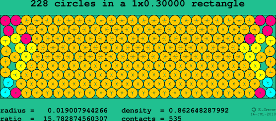 228 circles in a rectangle