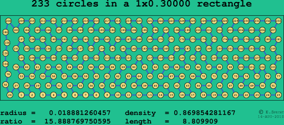 233 circles in a rectangle