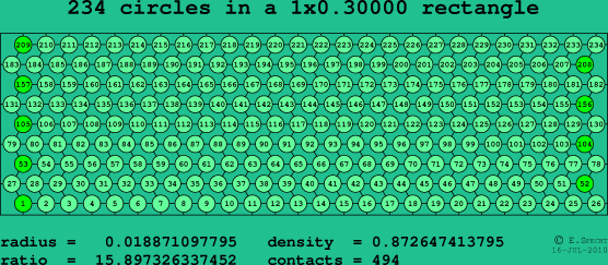234 circles in a rectangle