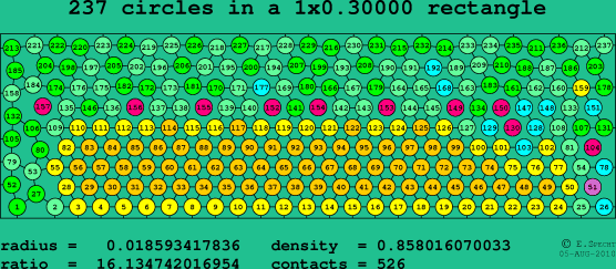 237 circles in a rectangle