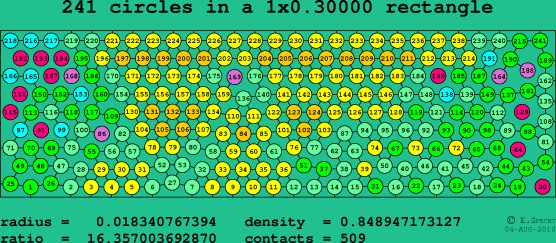241 circles in a rectangle