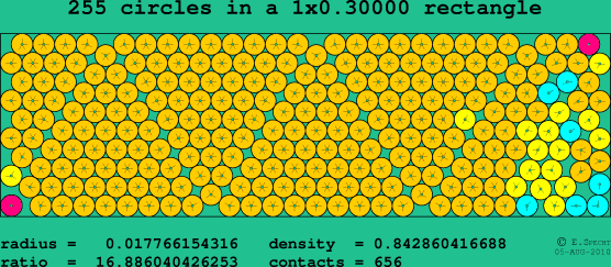 255 circles in a rectangle