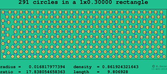 291 circles in a rectangle