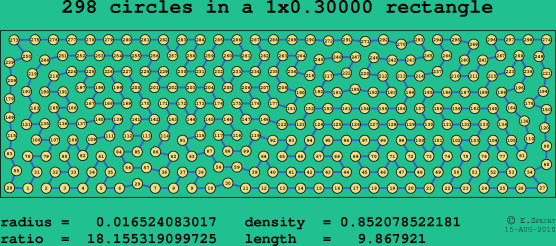 298 circles in a rectangle