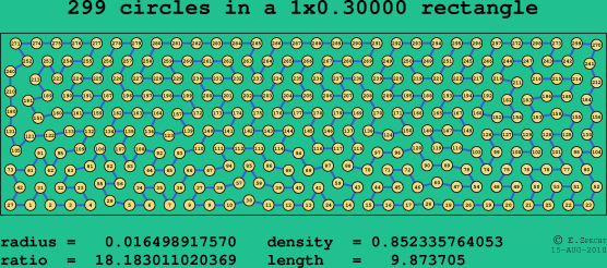 299 circles in a rectangle