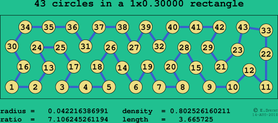 43 circles in a rectangle