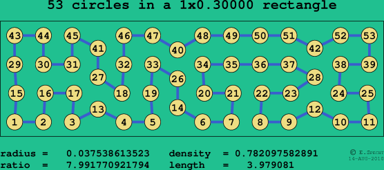53 circles in a rectangle