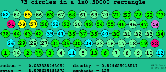 73 circles in a rectangle