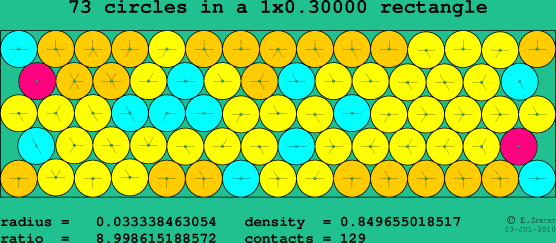 73 circles in a rectangle