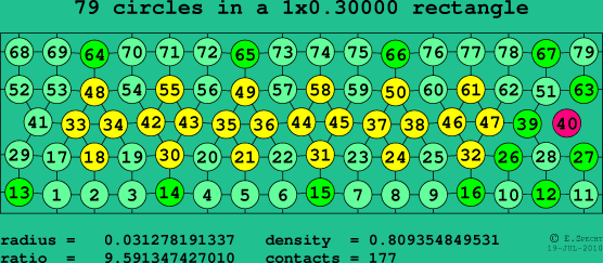79 circles in a rectangle