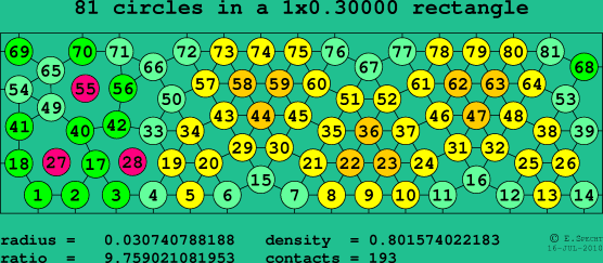81 circles in a rectangle