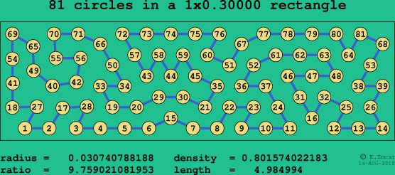 81 circles in a rectangle