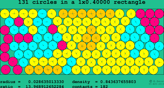 131 circles in a rectangle