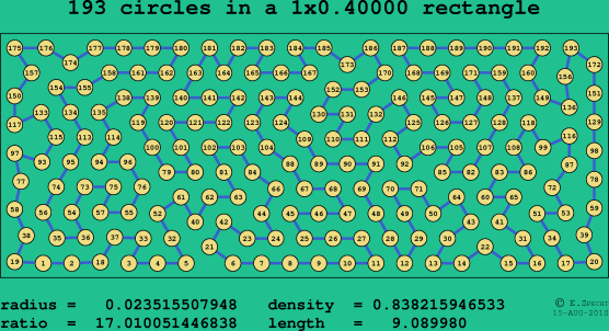 193 circles in a rectangle