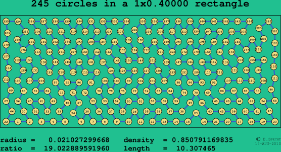 245 circles in a rectangle