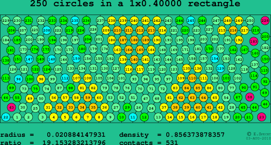 250 circles in a rectangle