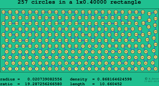 257 circles in a rectangle