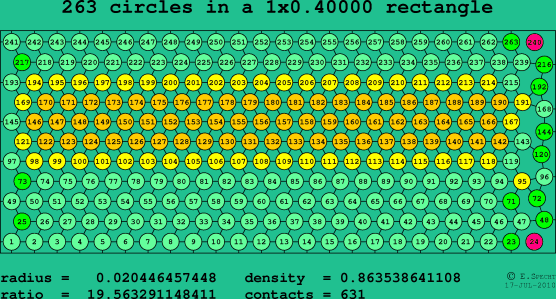 263 circles in a rectangle