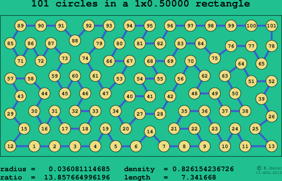 101 circles in a rectangle