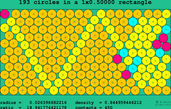 193 circles in a rectangle