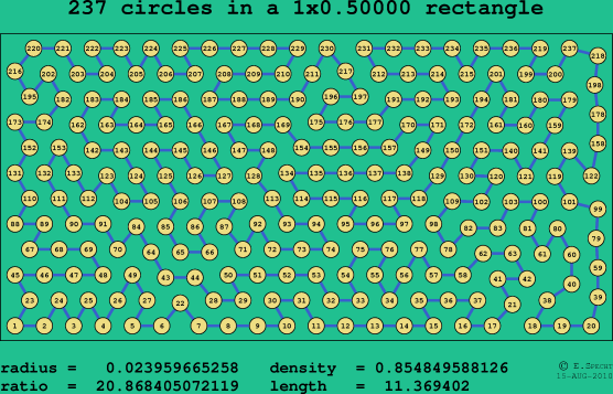 237 circles in a rectangle