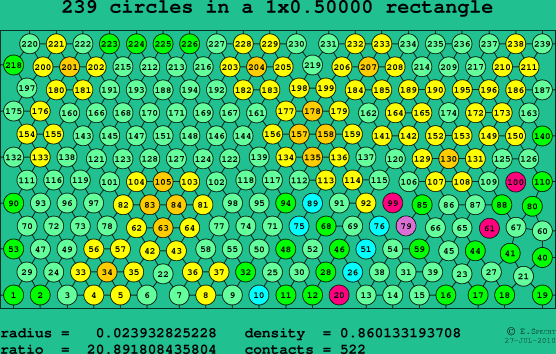 239 circles in a rectangle
