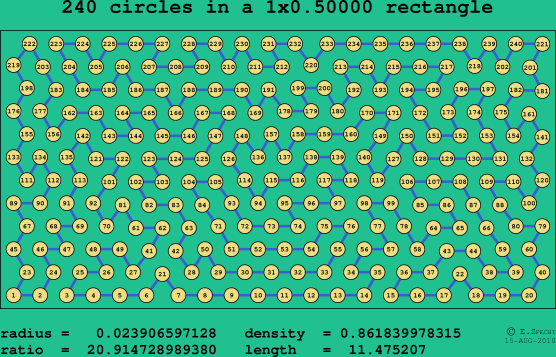 240 circles in a rectangle