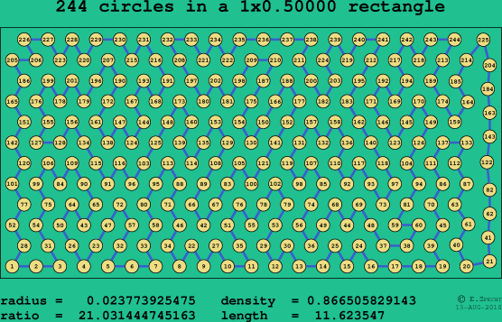 244 circles in a rectangle