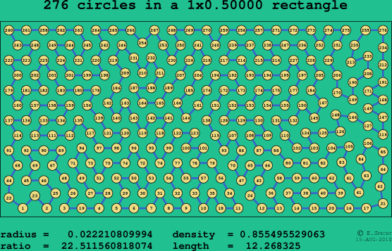 276 circles in a rectangle