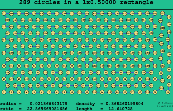289 circles in a rectangle