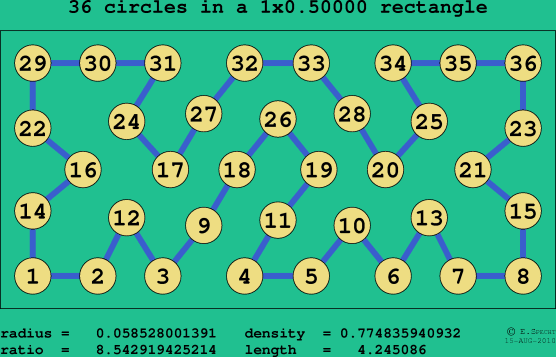 36 circles in a rectangle