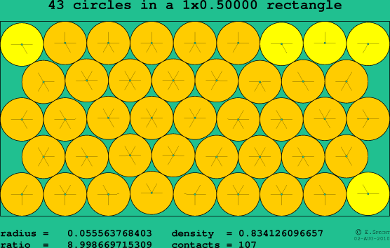 43 circles in a rectangle