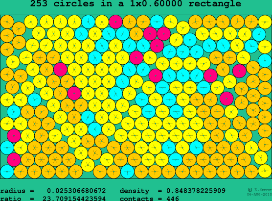 253 circles in a rectangle