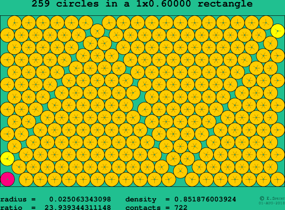 259 circles in a rectangle
