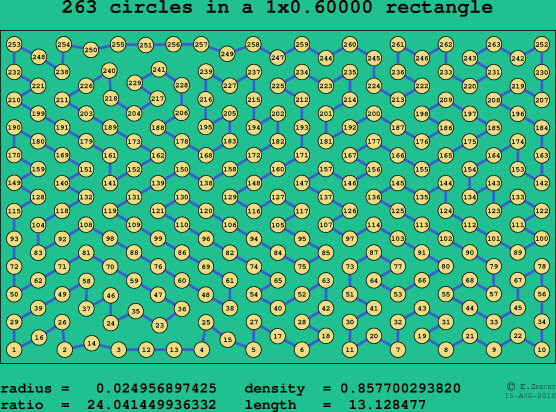 263 circles in a rectangle