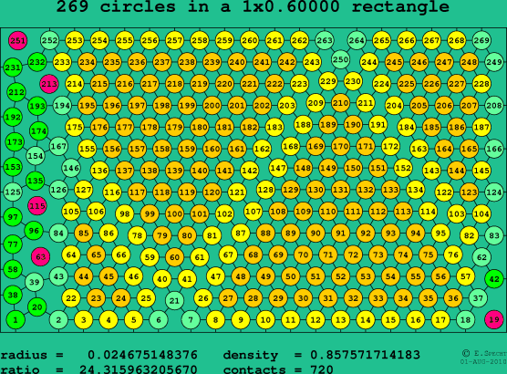 269 circles in a rectangle