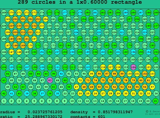 289 circles in a rectangle