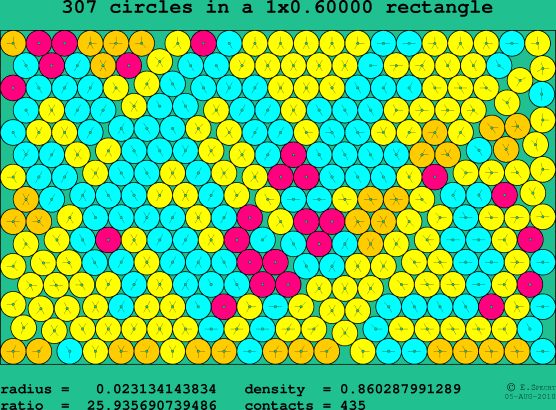 307 circles in a rectangle