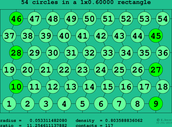 54 circles in a rectangle