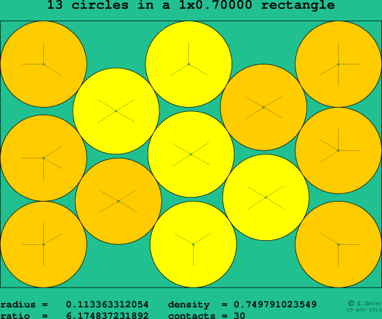 13 circles in a rectangle