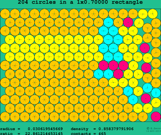 204 circles in a rectangle