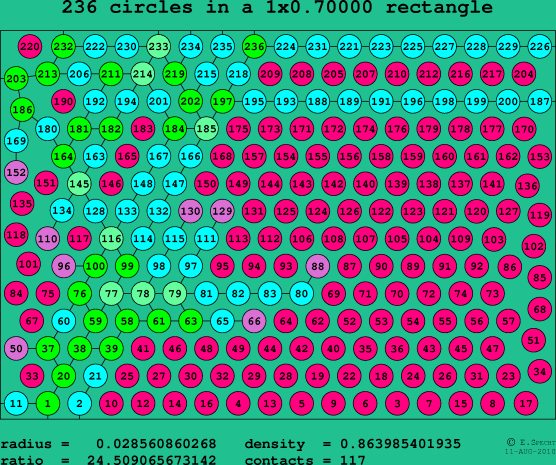 236 circles in a rectangle